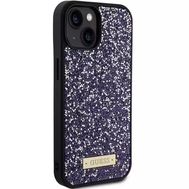Guess Rhinestone Metal Logo iPhone 15 Case - Pink 3