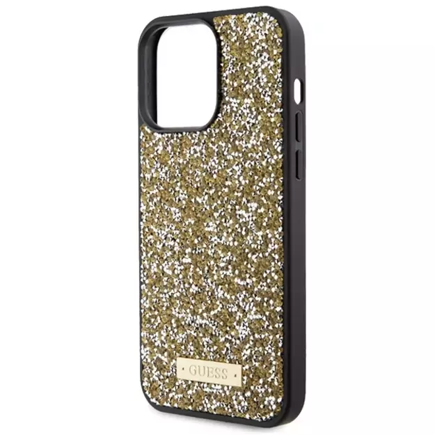 Guess Rhinestone Metal Logo case for iPhone 15 Pro Max - yellow 12
