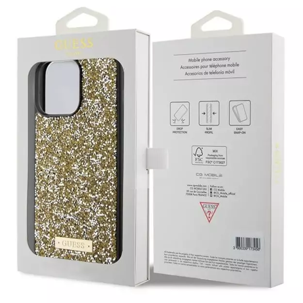 Guess Rhinestone Metal Logo case for iPhone 15 Pro Max - yellow 14