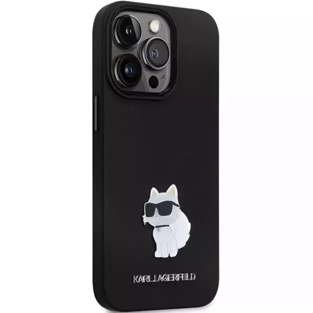 Karl Lagerfeld KLHCP13LSMHCNPK case for iPhone 13 Pro / 13 - black Silicone C Metal Pin 3