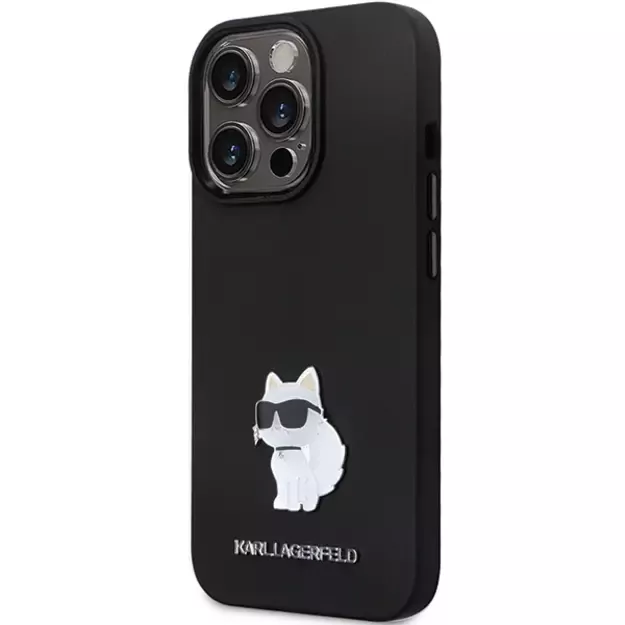 Karl Lagerfeld KLHCP13LSMHCNPK case for iPhone 13 Pro / 13 - black Silicone C Metal Pin 1