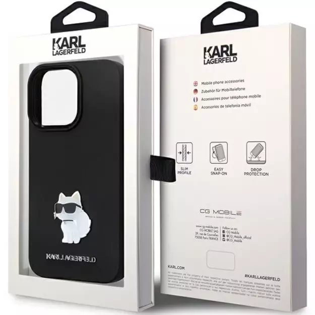Karl Lagerfeld KLHCP13LSMHCNPK case for iPhone 13 Pro / 13 - black Silicone C Metal Pin 7