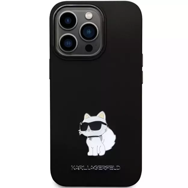 Karl Lagerfeld KLHCP13LSMHCNPK case for iPhone 13 Pro / 13 - black Silicone C Metal Pin 2
