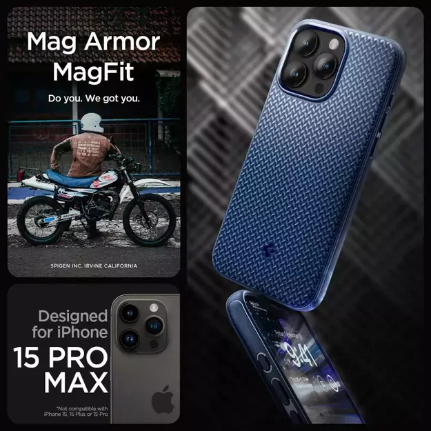 Spigen Mag Armor Case with MagSafe for iPhone 15 Pro Max - Blue 8