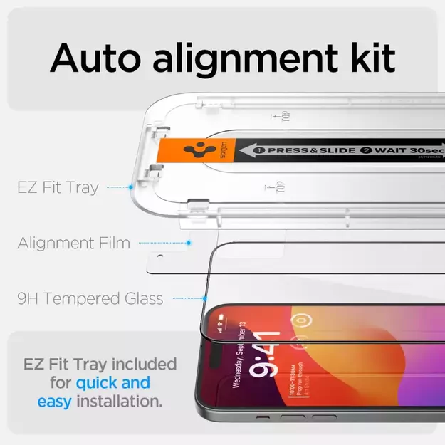 Spigen Glas.tR EZ Fit FC Tempered Glass for iPhone 15 - Black 12