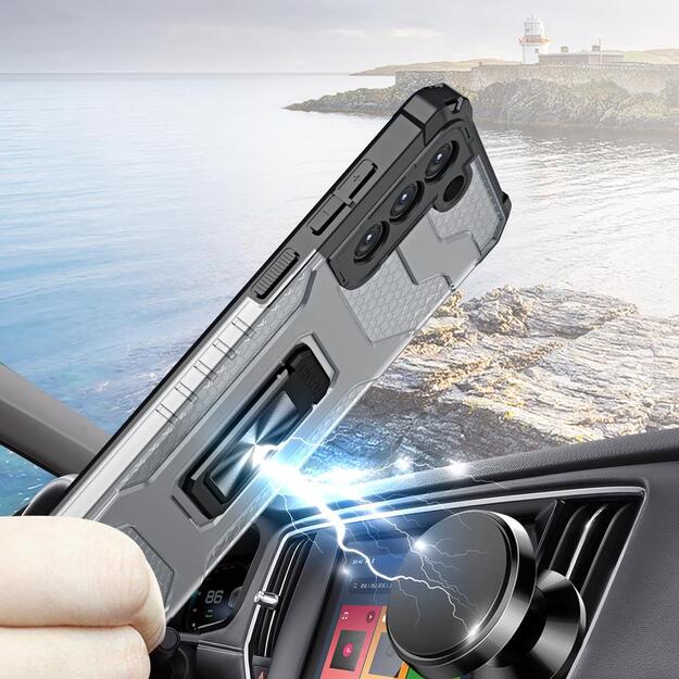 Crystal Ring Case tough hybrid cover + magnetic holder for Samsung Galaxy S22 + (S22 Plus) black 11