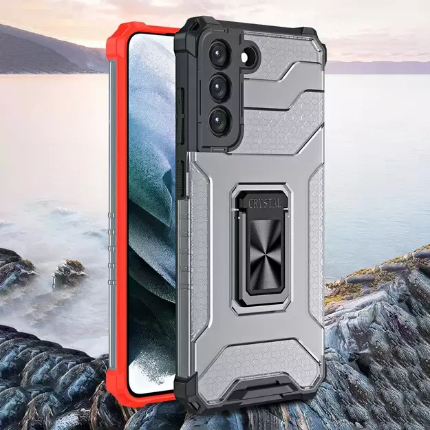 Crystal Ring Case tough hybrid cover + magnetic holder for Samsung Galaxy S22 + (S22 Plus) black 7