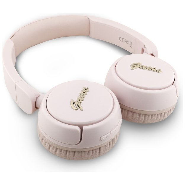 Guess Metal Logo Script Over-Ear Headphones - Pink 2