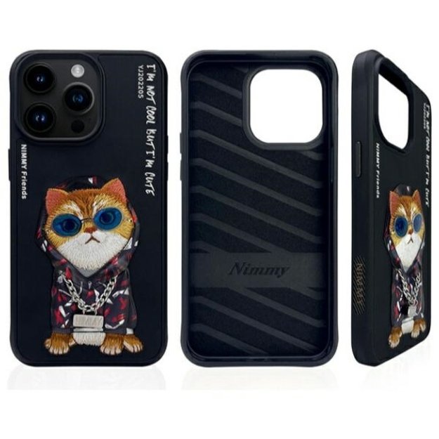 Nimmy Glasses Cool Cat Case for iPhone 15 Pro - Black 2