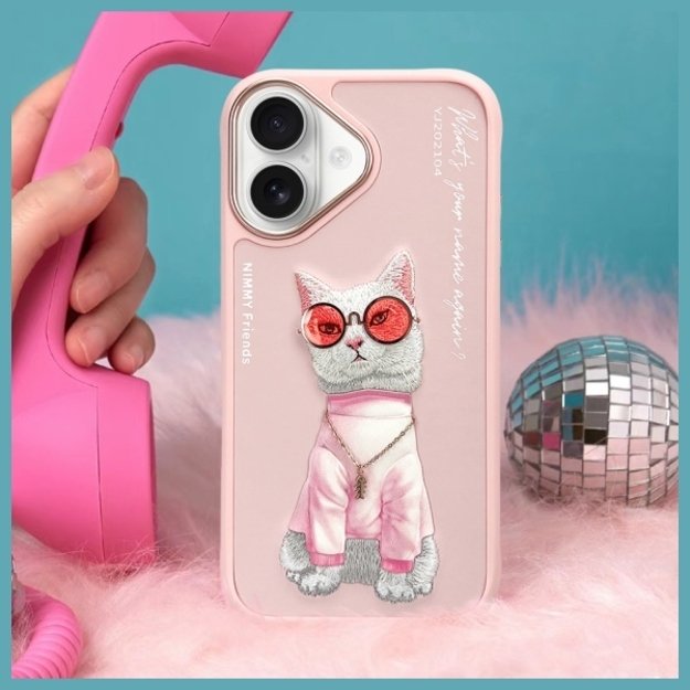 Nimmy Glasses Cool Cat iPhone 16 Case - Pink 9
