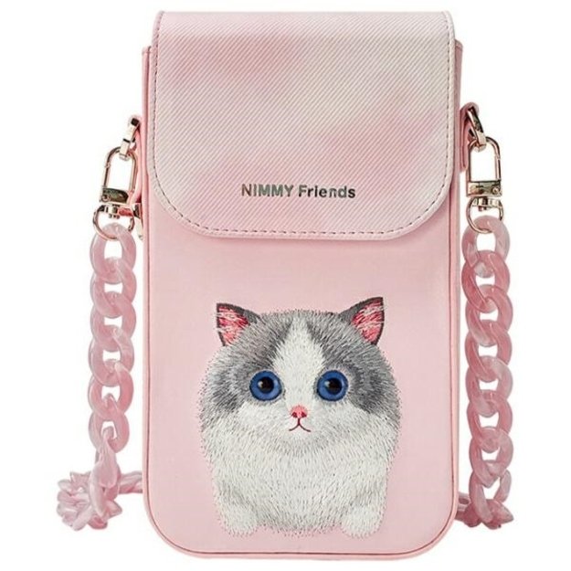 Nimmy Big Eyed Pet 2.0 Cat 3-in-1 Phone Bag + Wallet + Tracker Case - Pink 1