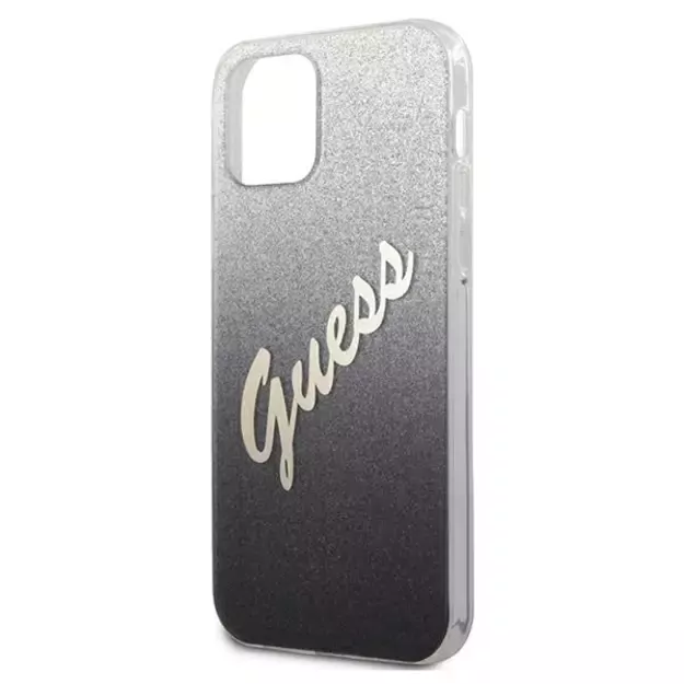 Guess GUHCP12LPCUGLSBK iPhone 12 Pro Max 6.7&quot  black/black hardcase Glitter Gradient Script 12