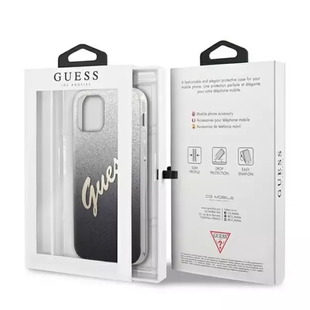Guess GUHCP12LPCUGLSBK iPhone 12 Pro Max 6.7&quot  black/black hardcase Glitter Gradient Script 14