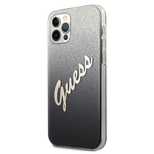 Guess GUHCP12LPCUGLSBK iPhone 12 Pro Max 6.7&quot  black/black hardcase Glitter Gradient Script 1