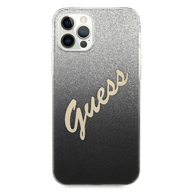 Guess GUHCP12LPCUGLSBK iPhone 12 Pro Max 6.7&quot  black/black hardcase Glitter Gradient Script 2