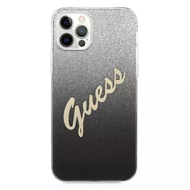 Guess GUHCP12LPCUGLSBK iPhone 12 Pro Max 6.7&quot  black/black hardcase Glitter Gradient Script 9