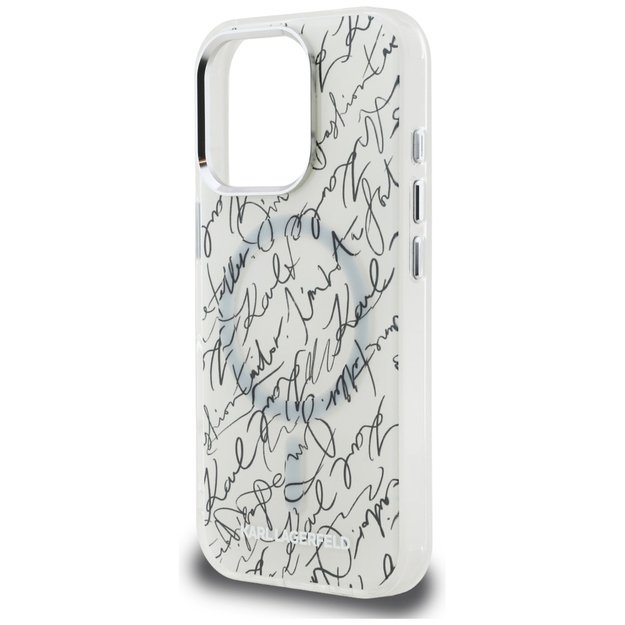 Karl Lagerfeld IML Karl Script Pattern MagSafe Case for iPhone 16 Pro Max - White 5
