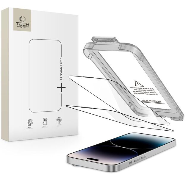 Tech-Protect Quick Set+ 2-pack tempered glass for iPhone 14 Pro - black