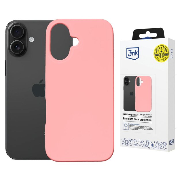 3mk Hardy MagSilicone Case for Apple iPhone 16 Plus - Pink