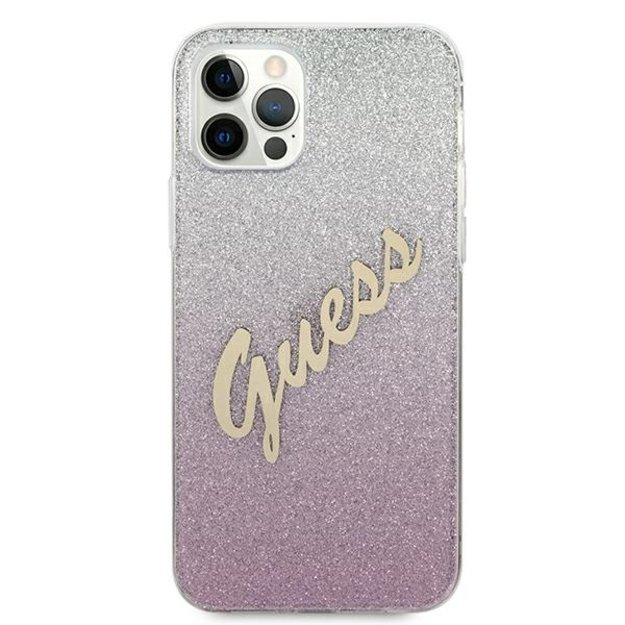 Guess GUHCP12MPCUGLSPI iPhone 12/12 Pro 6.1&quot  pink/pink hardcase Glitter Gradient Script 2