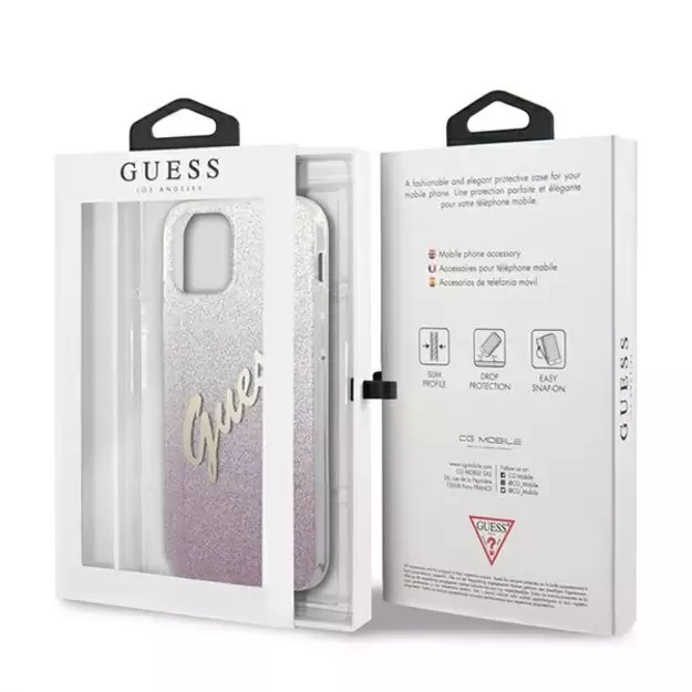 Guess GUHCP12MPCUGLSPI iPhone 12/12 Pro 6.1&quot  pink/pink hardcase Glitter Gradient Script 14