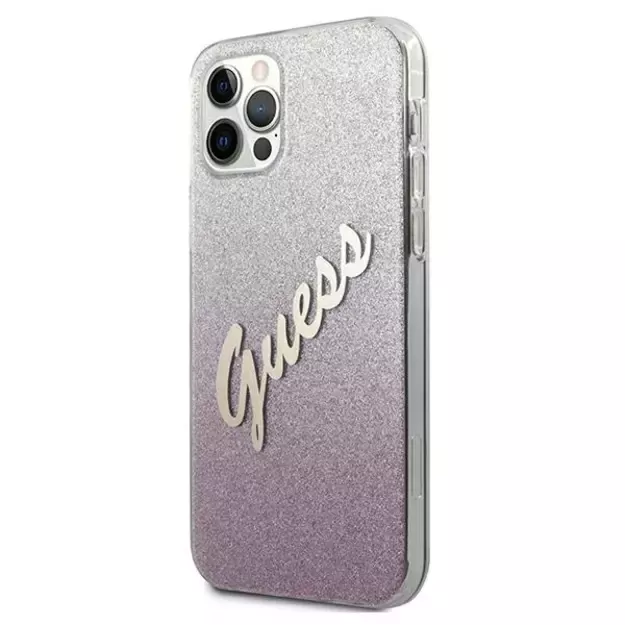 Guess GUHCP12MPCUGLSPI iPhone 12/12 Pro 6.1&quot  pink/pink hardcase Glitter Gradient Script 8