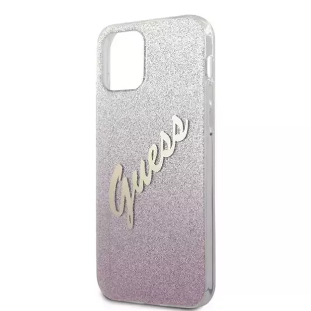 Guess GUHCP12MPCUGLSPI iPhone 12/12 Pro 6.1&quot  pink/pink hardcase Glitter Gradient Script 12