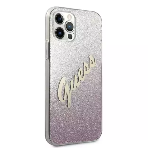 Guess GUHCP12MPCUGLSPI iPhone 12/12 Pro 6.1&quot  pink/pink hardcase Glitter Gradient Script 10