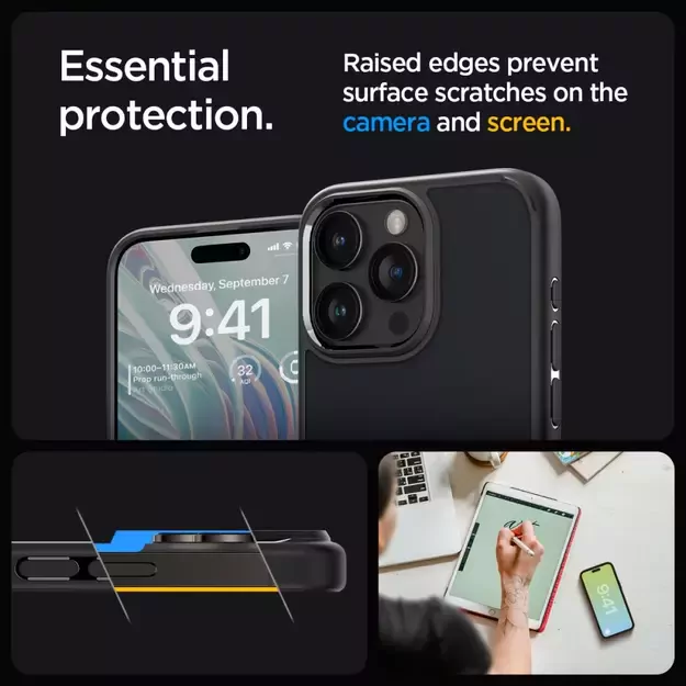Spigen Ultra Hybrid iPhone 15 Pro Case - Clear Black 23