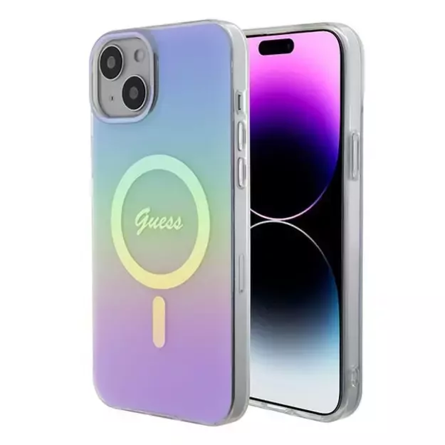 Guess GUHMP15SHITSU iPhone 15 6.1&quot  purple/purple hardcase IML Iridescent MagSafe