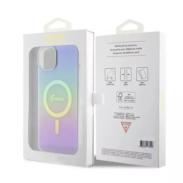 Guess GUHMP15SHITSU iPhone 15 6.1&quot  purple/purple hardcase IML Iridescent MagSafe 14
