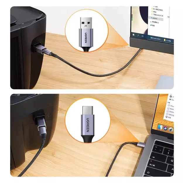 Ugreen adapter USB Type C - USB Type B gray (US382) 3