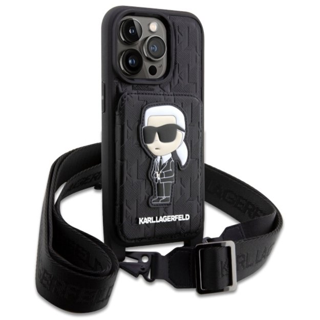 Karl Lagerfeld KLHCP14LCSAKHPKK iPhone 14 Pro 6.1  hardcase black/black Crossbody Saffiano Monogram Ikonik 2