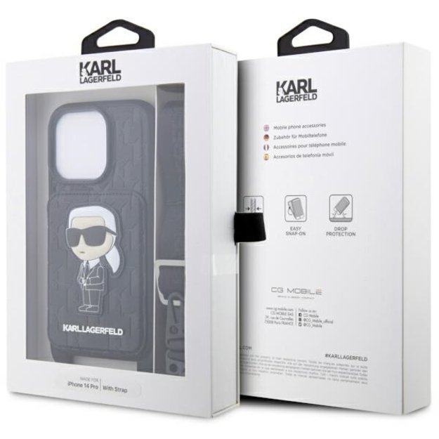 Karl Lagerfeld KLHCP14LCSAKHPKK iPhone 14 Pro 6.1  hardcase black/black Crossbody Saffiano Monogram Ikonik 6