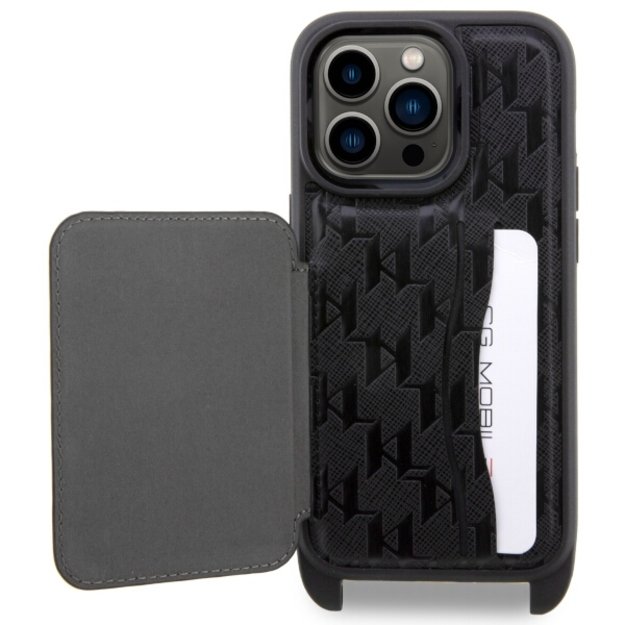Karl Lagerfeld KLHCP14LCSAKHPKK iPhone 14 Pro 6.1  hardcase black/black Crossbody Saffiano Monogram Ikonik 3
