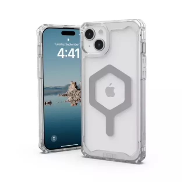 UAG Plyo MagSafe case for iPhone 15 Plus - transparent and silver 3