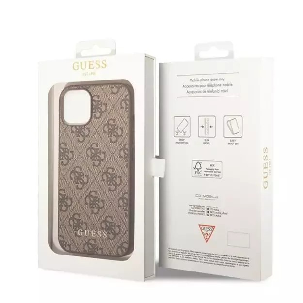 Guess GUHCP15MG4GFBR iPhone 15 Plus 6.7&quot  brown/brown hard case 4G Metal Gold Logo 14