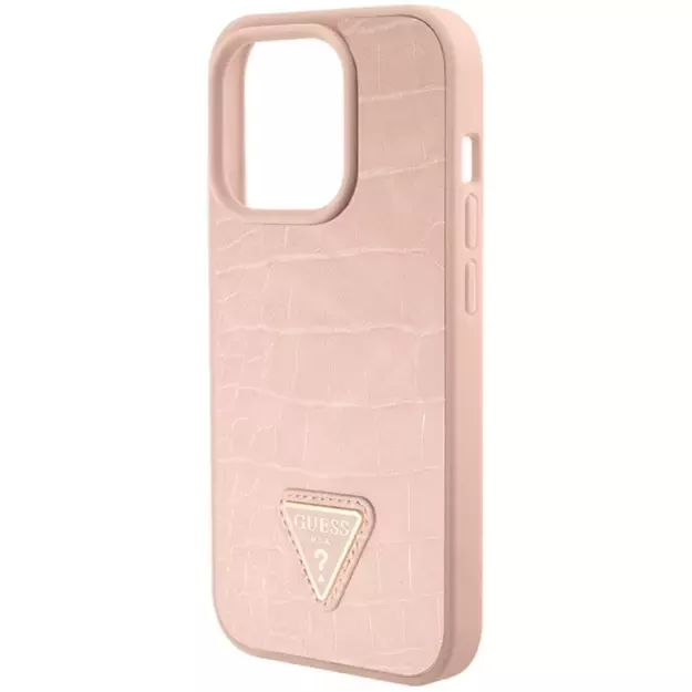 Guess GUHCP15XPCRTHCP iPhone 15 Pro Max pink/pink hardcase Croco Triangle Metal Logo 6