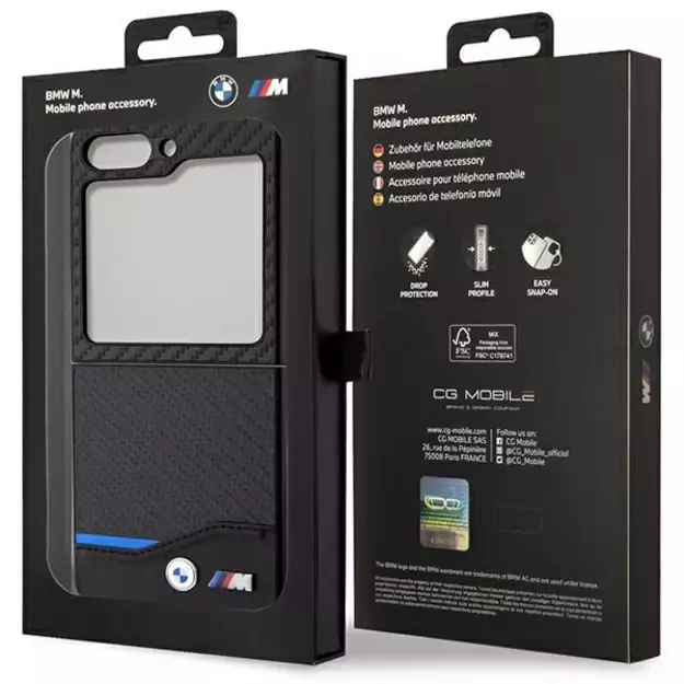 BMW Leather Carbon case for Samsung Galaxy Z Flip 5 - black 7
