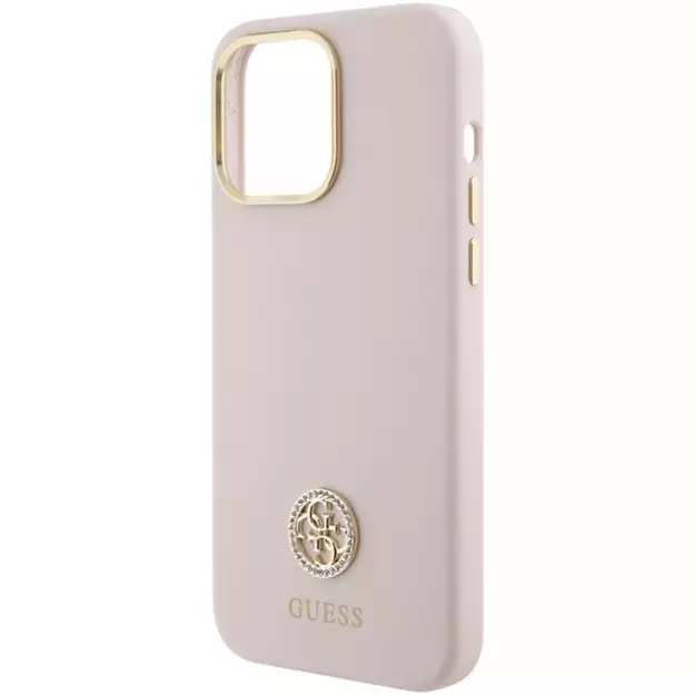 Guess Silicone Logo Strass 4G Case for iPhone 15 Pro Max - Pink 12