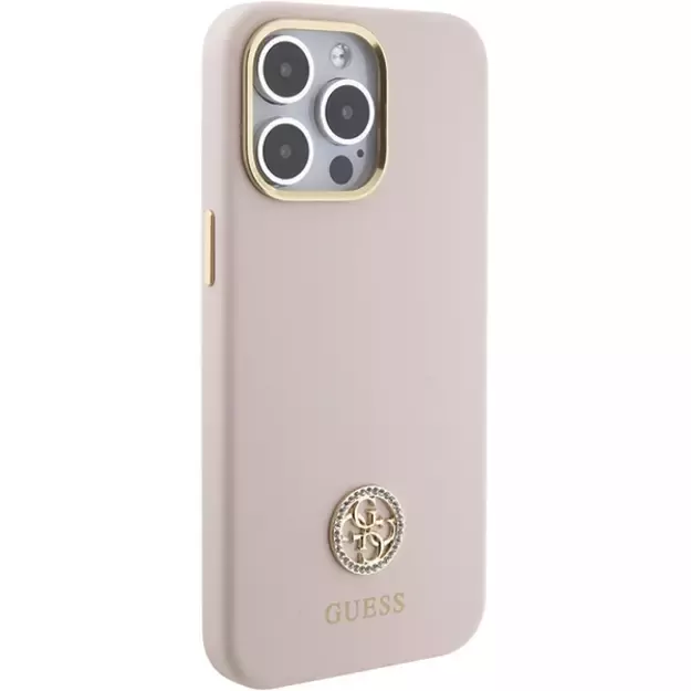 Guess Silicone Logo Strass 4G Case for iPhone 15 Pro Max - Pink 10