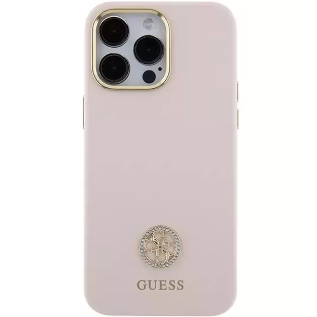 Guess Silicone Logo Strass 4G Case for iPhone 15 Pro Max - Pink 9