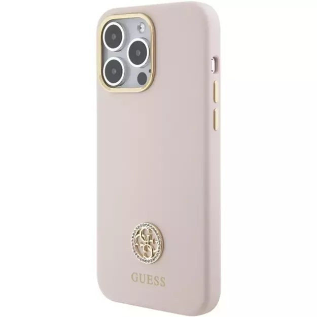 Guess Silicone Logo Strass 4G Case for iPhone 15 Pro Max - Pink 8