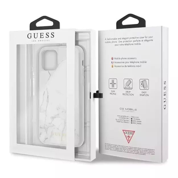 Guess GUHCN58HYMAWH iPhone 11 Pro biały/white Marble 12