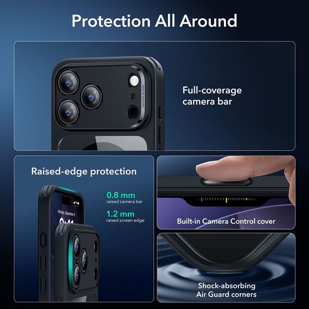 ESR Classic Hybrid MagSafe + Tempered Glass Set for iPhone 17 Pro Max - Clear Black 2