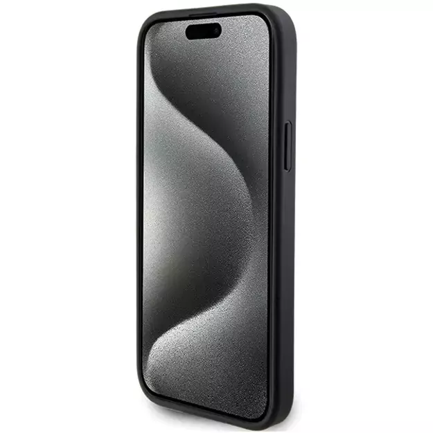 Karl Lagerfeld Saffiano Cardslot Karl&amp Choupette Metal Pin case for iPhone 15 - black 4