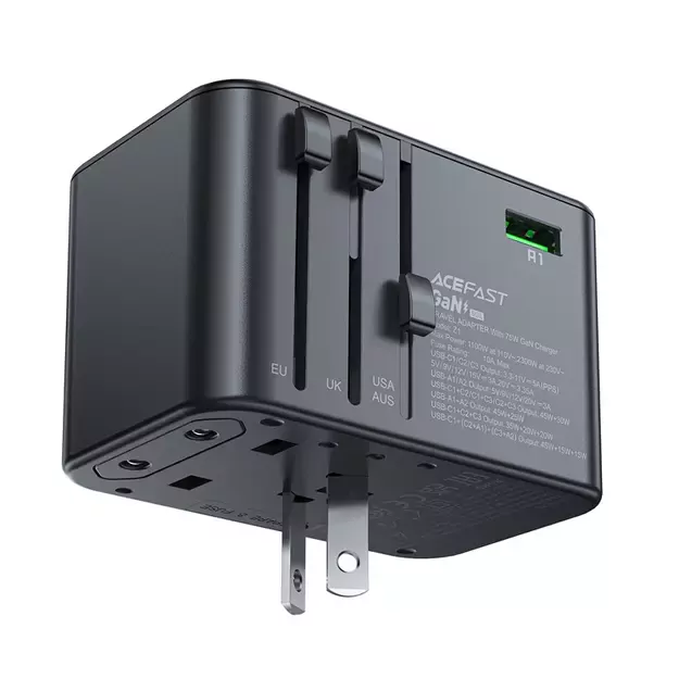 Acefast Z1 GaN 75W PD travel charger adapter 3x USB-C 2x USB-A - black 14