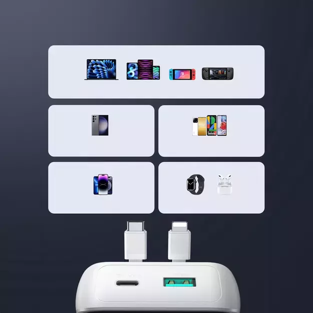 Mini power bank with built-in cables Joyroom JR-PBC06 30W 10000mAh - white 23