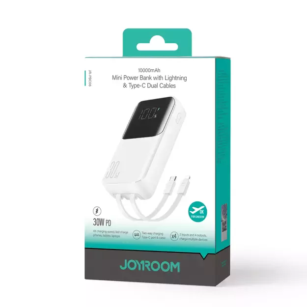 Mini power bank with built-in cables Joyroom JR-PBC06 30W 10000mAh - white 17