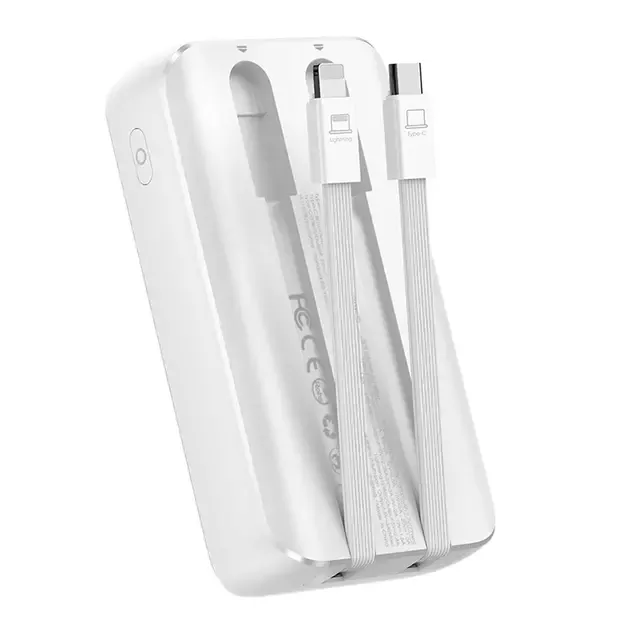 Mini power bank with built-in cables Joyroom JR-PBC06 30W 10000mAh - white 15
